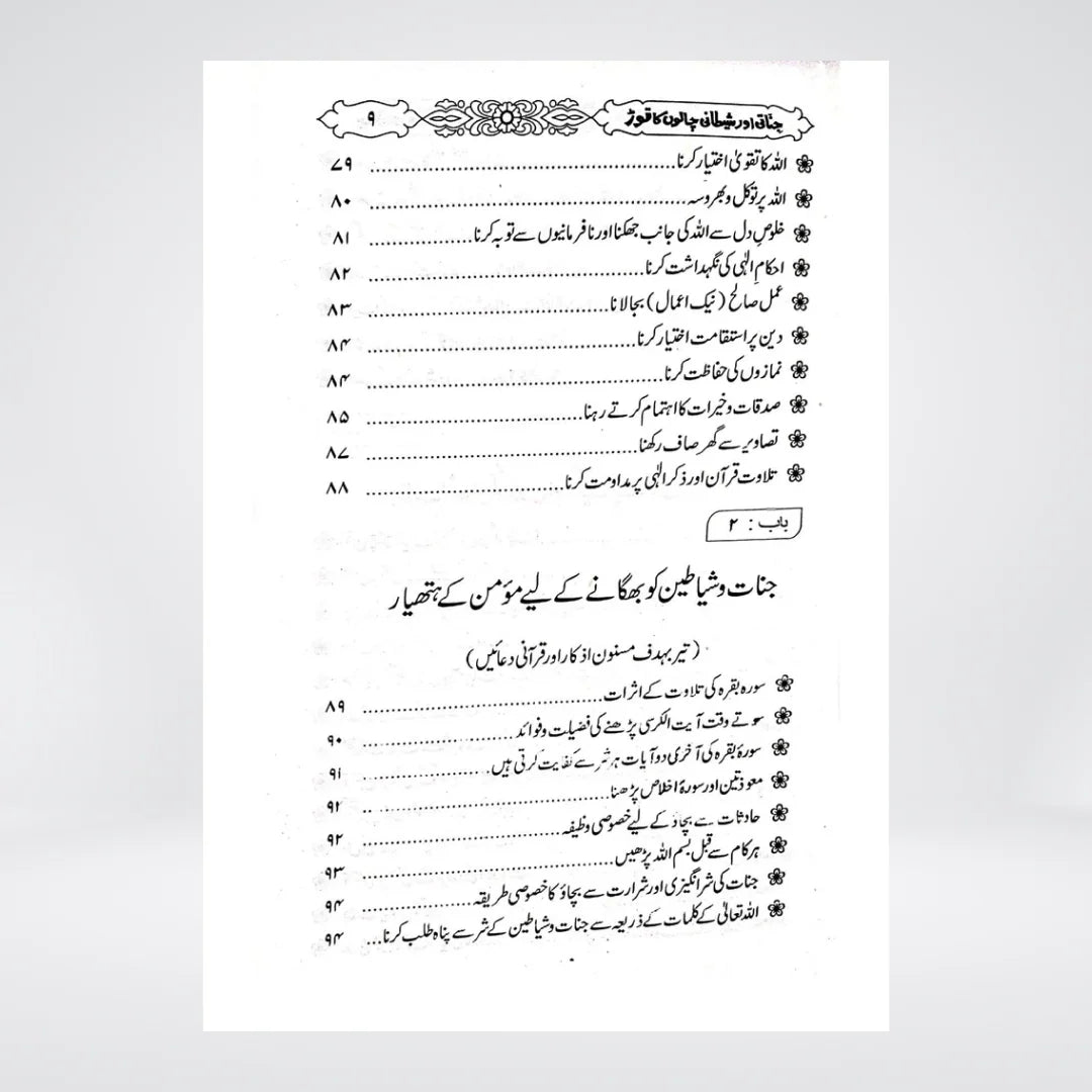 Jinnati Aur Shaitani Chalon Ka Tor Urdu book contents page