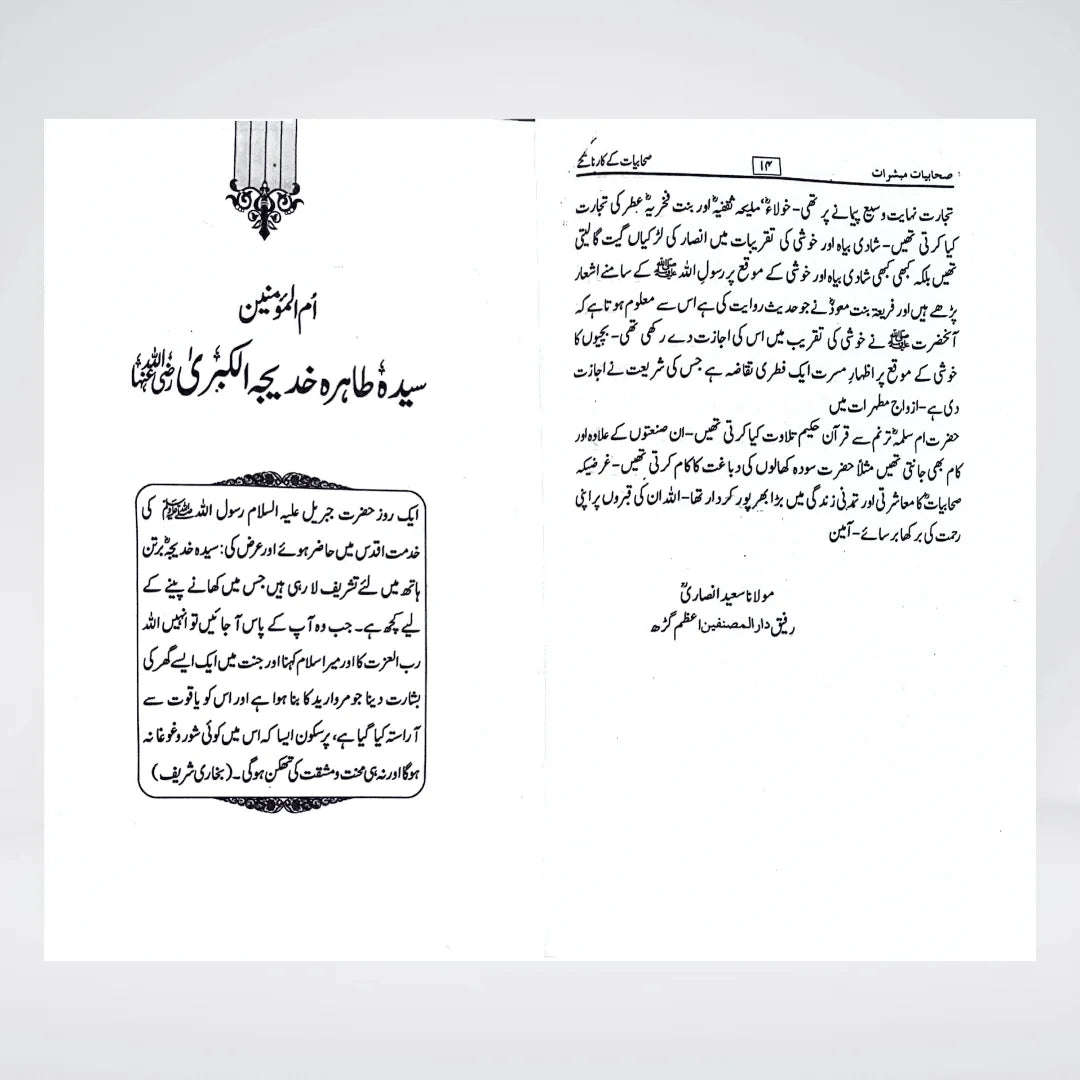 Sahabiyat o Mubashirat back cover – Urdu Islamic biography
