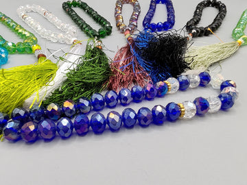 Crystal Tasbeeh 33 Beads 10mm – Beautiful Islamic Prayer Beads | Multiple Colors Available